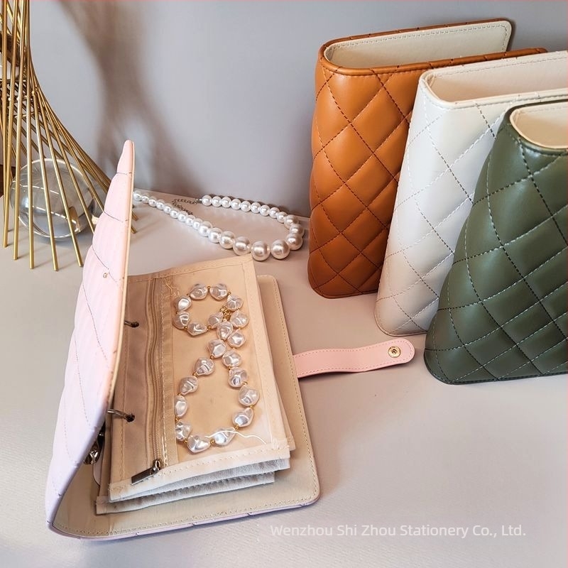 Nappa mintázatú PU bőr ékszer-táska, koreai stílusú clutch, merev kivitel