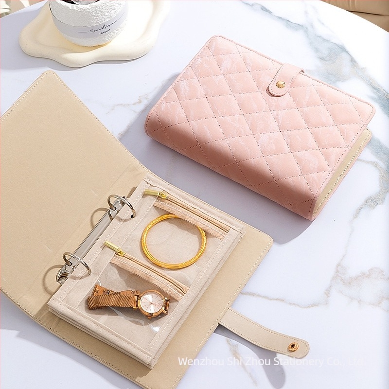 Nappa mintázatú PU bőr ékszer-táska, koreai stílusú clutch, merev kivitel