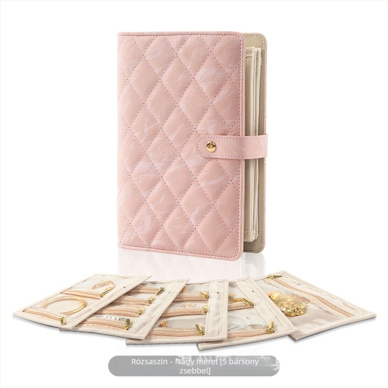 Nappa mintázatú PU bőr ékszer-táska, koreai stílusú clutch, merev kivitel