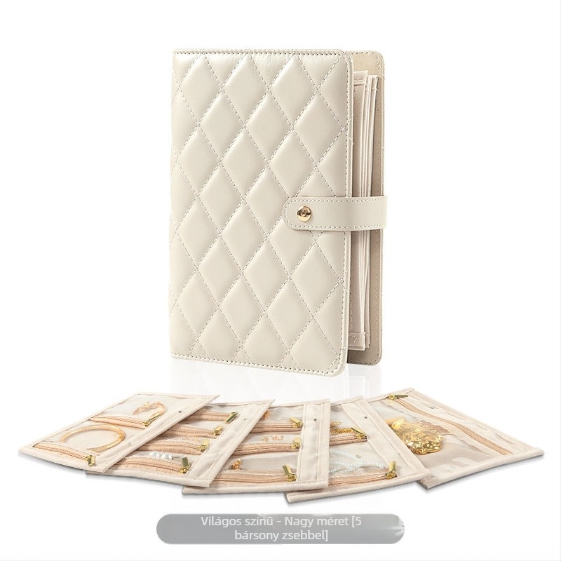 Nappa mintázatú PU bőr ékszer-táska, koreai stílusú clutch, merev kivitel