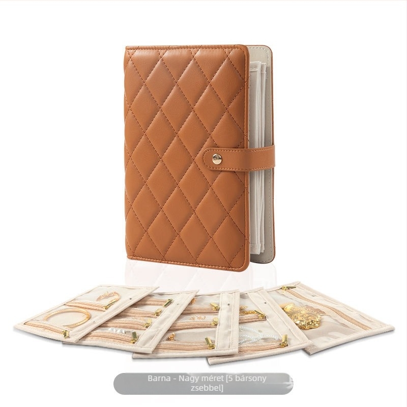 Nappa mintázatú PU bőr ékszer-táska, koreai stílusú clutch, merev kivitel