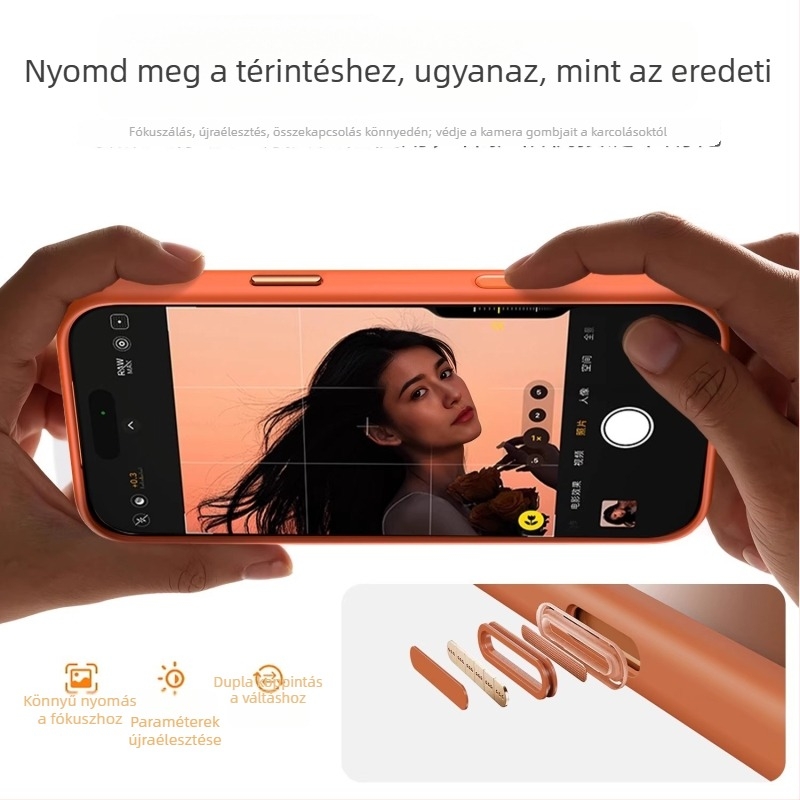 iPhone 17, 17 Pro, 17 Pro Max vagy 17 Air modellhez készült védőtok AI gombbal, pontos kamera kivágásokkal, levehető fedele; TPU+PC, ütésálló.