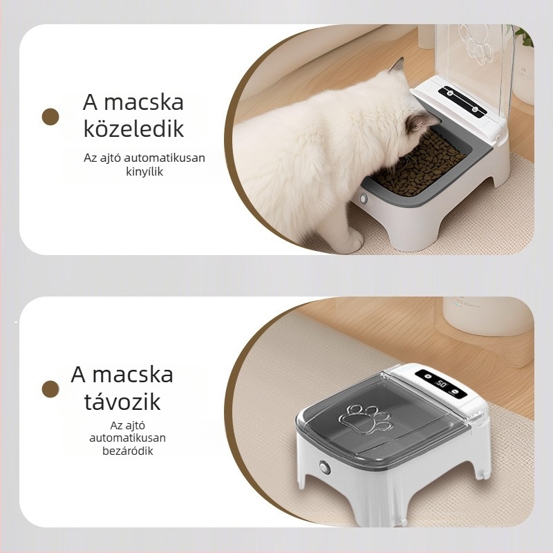 Automata macska- és kutya etető szenzoros fedéllel és időzített frissesség megőrzéssel kerámiatálban