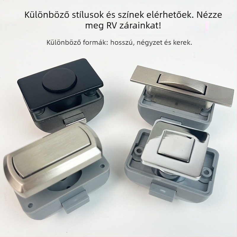 Új érkezés: RV gombos zár bútorokra és hajófülkékhez — cinkötvözet, fogantyú nélküli, zárhengő