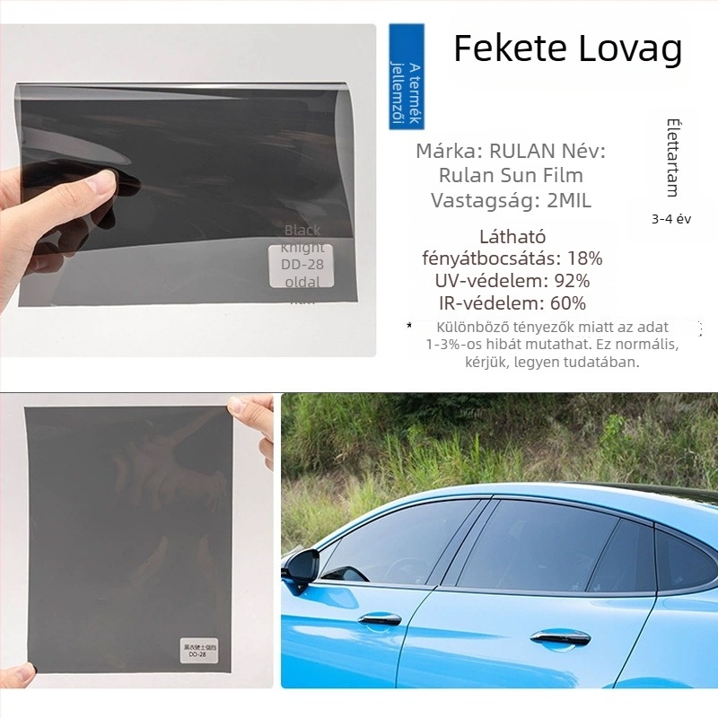 Járműhőszigetelő film - PET, fényáteresztés 5-80%, hőszigetelés 60%, UV védelem 99%