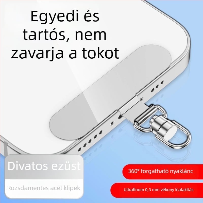 Telefontartó pánt montázs klipsz 360°-os forgó fém klip, fém, elektroplakált, uniszex, geometriai forma