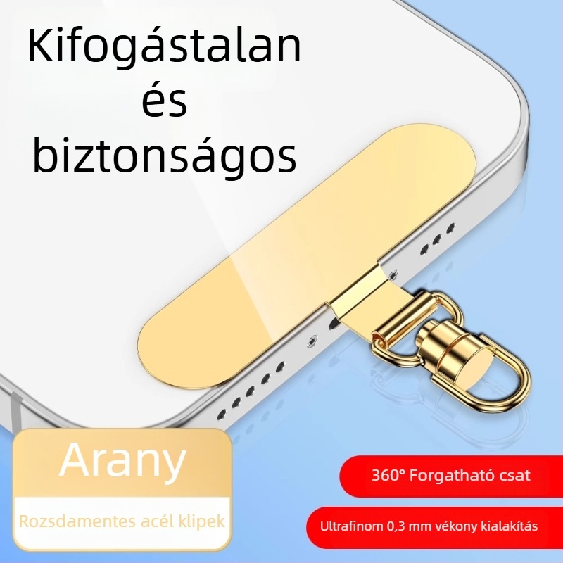Telefontartó pánt montázs klipsz 360°-os forgó fém klip, fém, elektroplakált, uniszex, geometriai forma