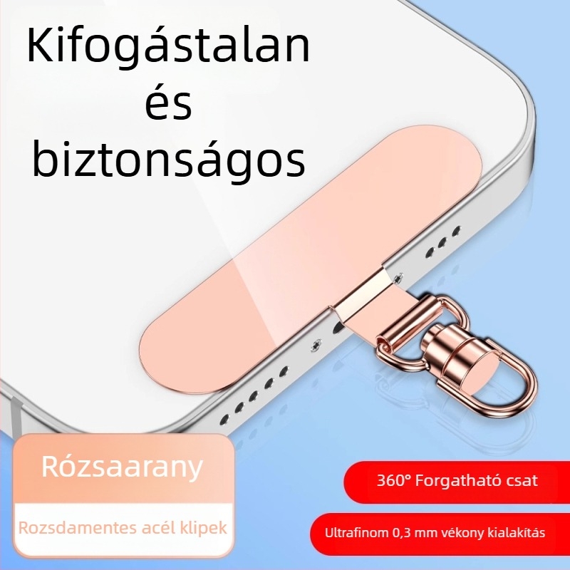 Telefontartó pánt montázs klipsz 360°-os forgó fém klip, fém, elektroplakált, uniszex, geometriai forma