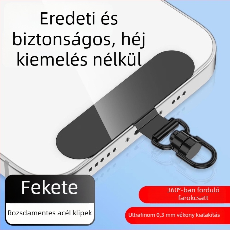 Telefontartó pánt montázs klipsz 360°-os forgó fém klip, fém, elektroplakált, uniszex, geometriai forma