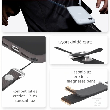 iPhone 17 mágneses nyakpánt, nylon fonott, uniszex, testreszabható logó, fém csat