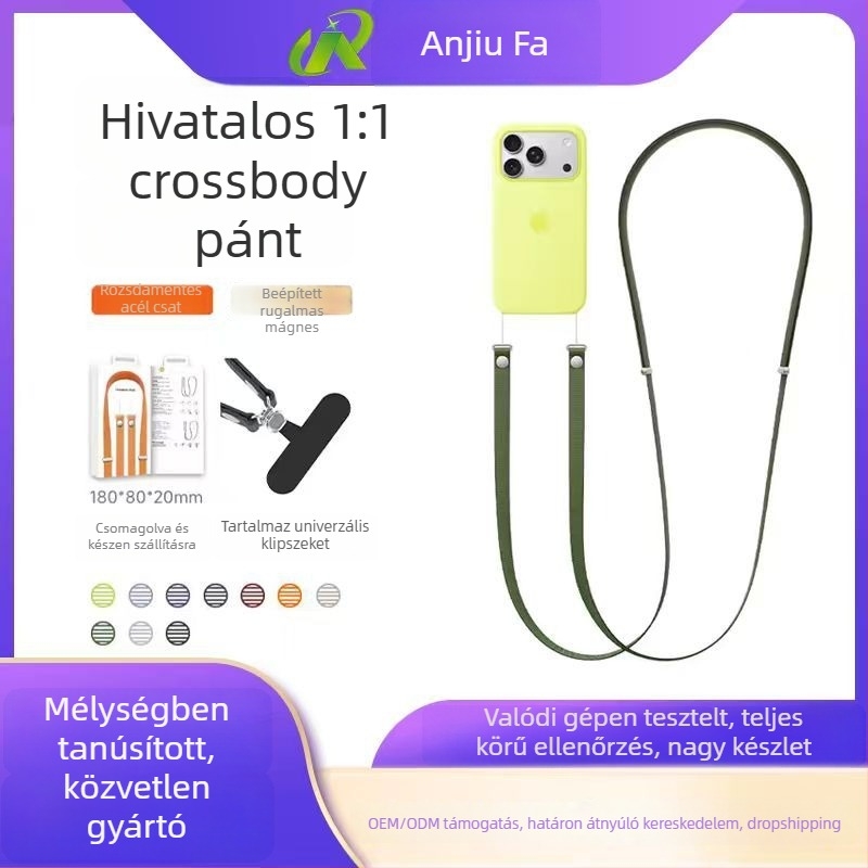 iPhone 17 mágneses nyakpánt, nylon fonott, uniszex, testreszabható logó, fém csat