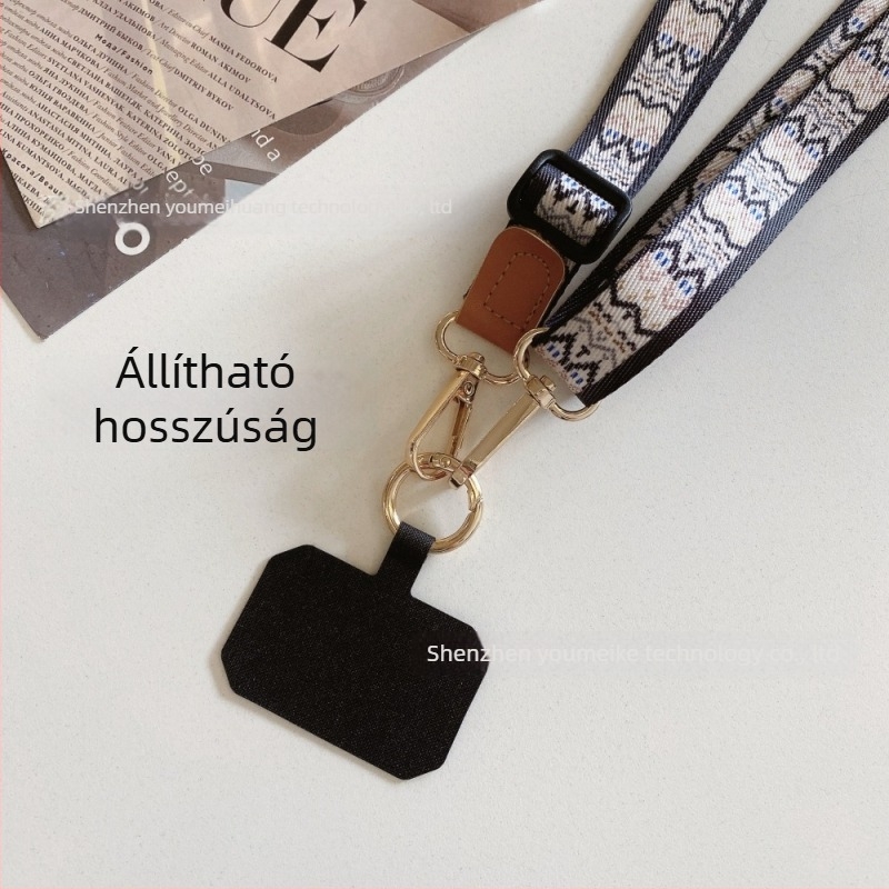 Mobiltelefon nyakpánt, uniszex, nylon, fém csat, kézműves