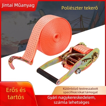 Kétoldali horoggal ellátott poliészter kötözőfeszítő, fuvarozáshoz, teherbírás 800 kg