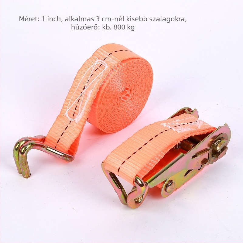 Kétoldali horoggal ellátott poliészter kötözőfeszítő, fuvarozáshoz, teherbírás 800 kg