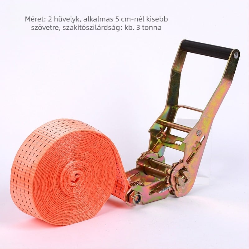 Kétoldali horoggal ellátott poliészter kötözőfeszítő, fuvarozáshoz, teherbírás 800 kg