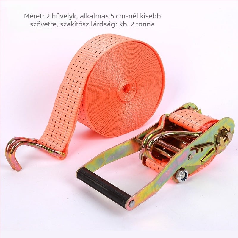 Kétoldali horoggal ellátott poliészter kötözőfeszítő, fuvarozáshoz, teherbírás 800 kg
