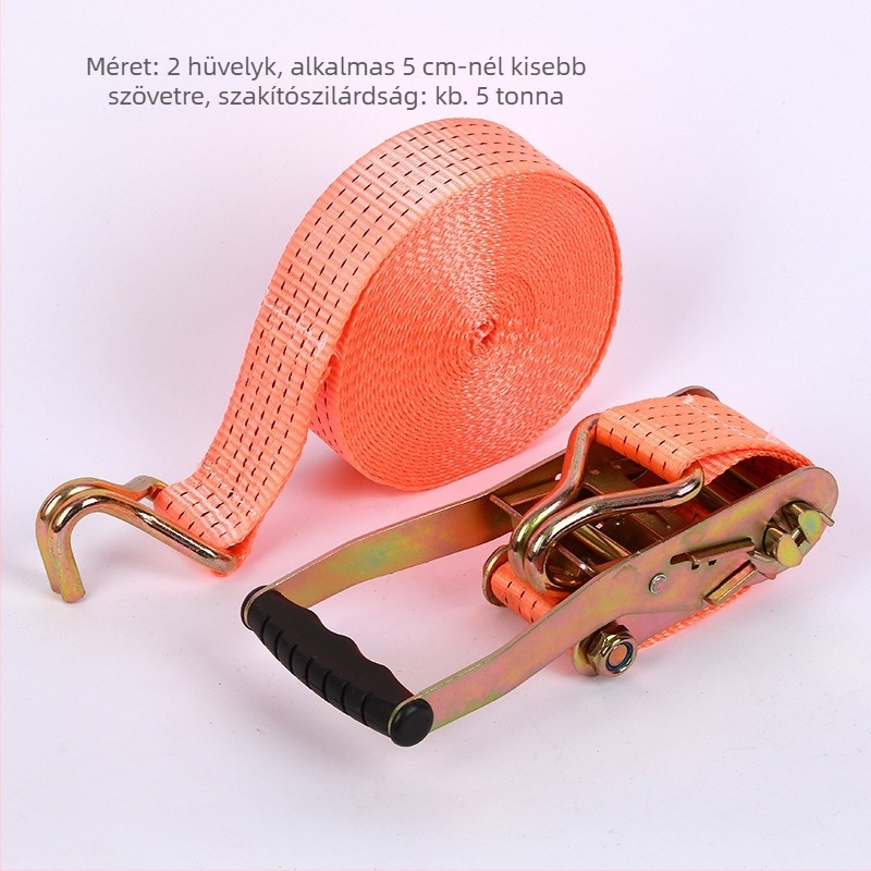 Kétoldali horoggal ellátott poliészter kötözőfeszítő, fuvarozáshoz, teherbírás 800 kg