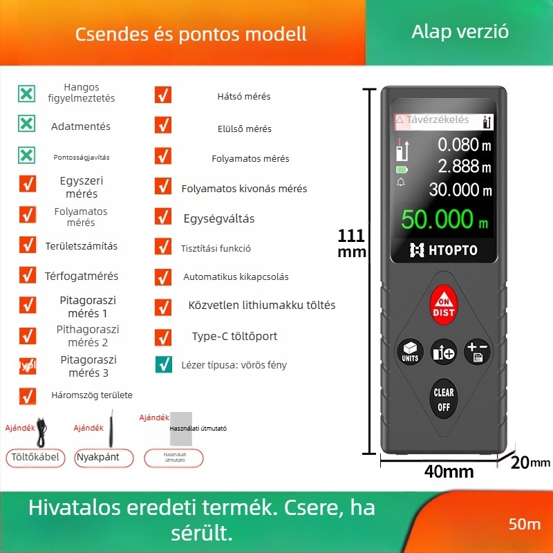 Lézeres távolságmérő – kézben tartható, infravörös, digitális vonalzó