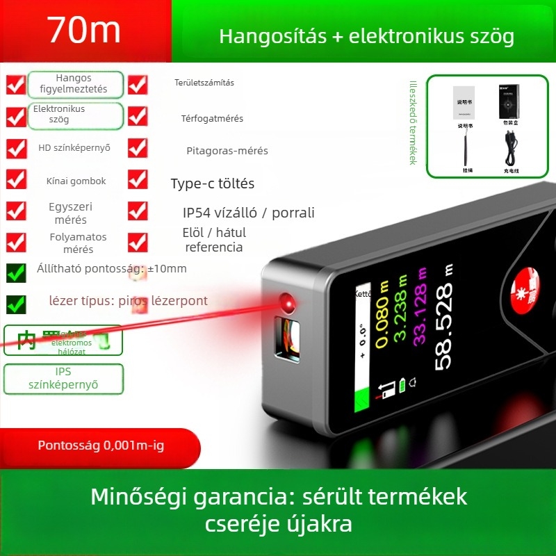 Lézeres távolságmérő – kézben tartható, infravörös, digitális vonalzó