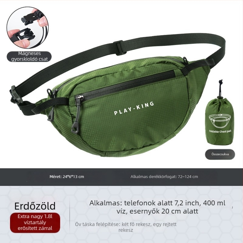 Unisex nylon sport deréktáska – lélegző, vízálló, ultrakönnyű, anti-lopás funkcióval, kültéri sportokra
