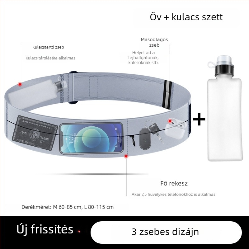 Telefon övtáska futáshoz Velcro-zárással – többfunkciós öv edzéshez, futáshoz és maratonihoz