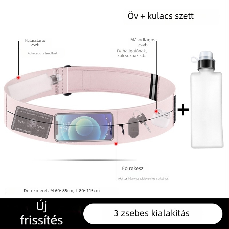 Telefon övtáska futáshoz Velcro-zárással – többfunkciós öv edzéshez, futáshoz és maratonihoz