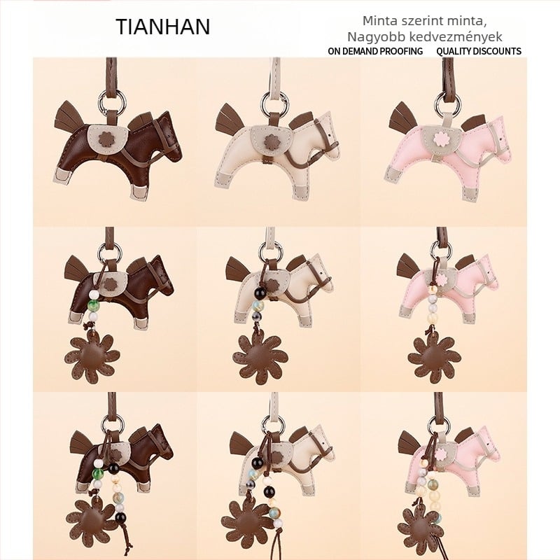 Táskafüggő Pegasus motívummal, bojtokkal és gyöngyökkel, PU anyagból, városi minimalist stílus, őszi 2025 megjelenés