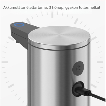 Automatikus szappanadagoló szenzorral, rozsdamentes acél, falra szerelhető, indukciós működés, ujjlenyomat-mentes felület, 500 g