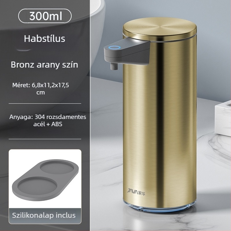 Automatikus szappanadagoló szenzorral, rozsdamentes acél, falra szerelhető, indukciós működés, ujjlenyomat-mentes felület, 500 g