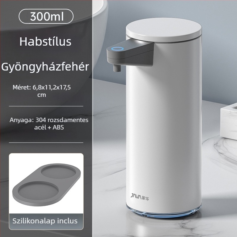 Automatikus szappanadagoló szenzorral, rozsdamentes acél, falra szerelhető, indukciós működés, ujjlenyomat-mentes felület, 500 g