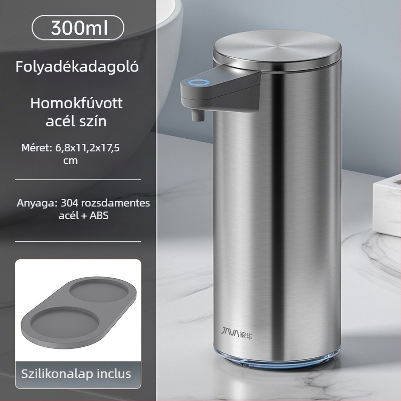 Automatikus szappanadagoló szenzorral, rozsdamentes acél, falra szerelhető, indukciós működés, ujjlenyomat-mentes felület, 500 g
