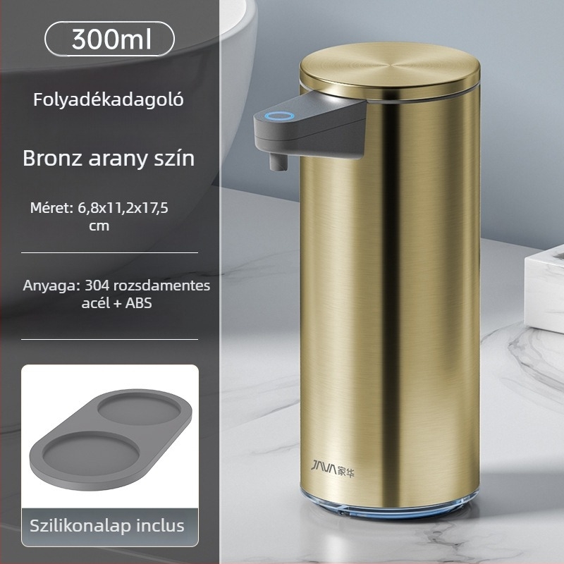 Automatikus szappanadagoló szenzorral, rozsdamentes acél, falra szerelhető, indukciós működés, ujjlenyomat-mentes felület, 500 g