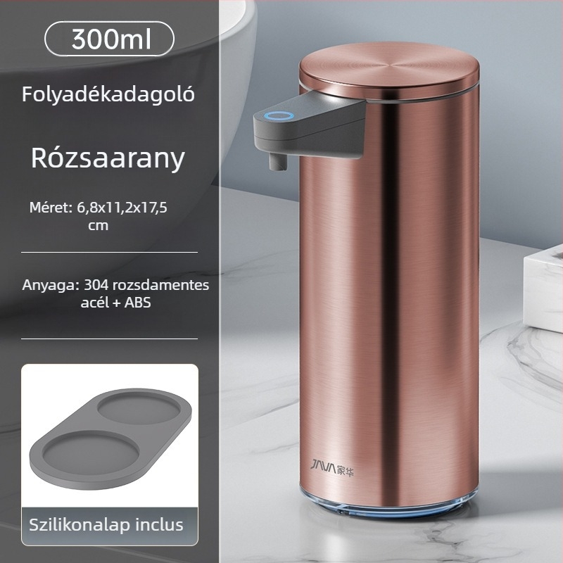 Automatikus szappanadagoló szenzorral, rozsdamentes acél, falra szerelhető, indukciós működés, ujjlenyomat-mentes felület, 500 g