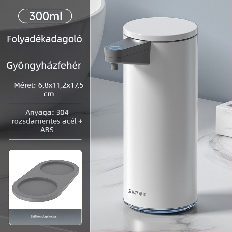 Automatikus szappanadagoló szenzorral, rozsdamentes acél, falra szerelhető, indukciós működés, ujjlenyomat-mentes felület, 500 g