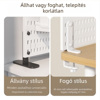 Asztali clip-állvány falra szerelhető, műanyagból, 1 réteg, állítható megerősített rögzítő keret, többfunkciós