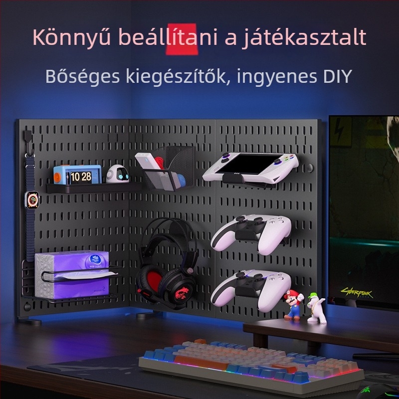 Asztali clip-állvány falra szerelhető, műanyagból, 1 réteg, állítható megerősített rögzítő keret, többfunkciós