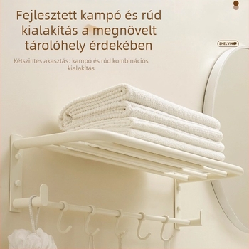 304 rozsdamentes acél törölközőtartó, falra szerelhető, egyrétegű, perforált rögzítés, teherbírás 20 kg