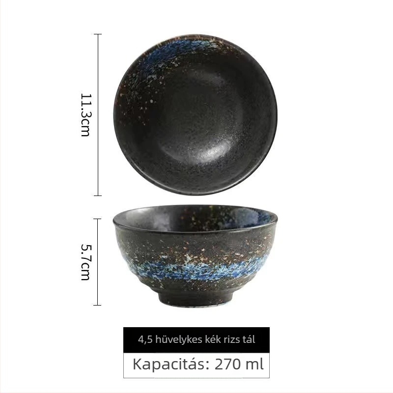 Japán stílusú porcelán rizs tálak – kör alakú, mikrohullámú sütőben használható, színes máz bevonat, logó testreszabható, étkészlet
