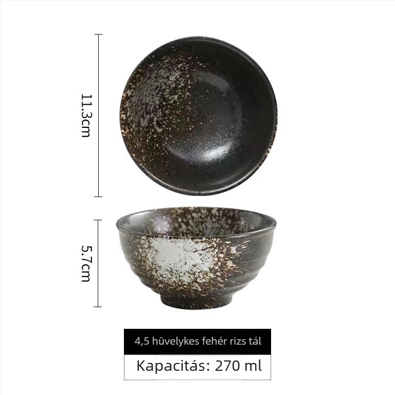 Japán stílusú porcelán rizs tálak – kör alakú, mikrohullámú sütőben használható, színes máz bevonat, logó testreszabható, étkészlet