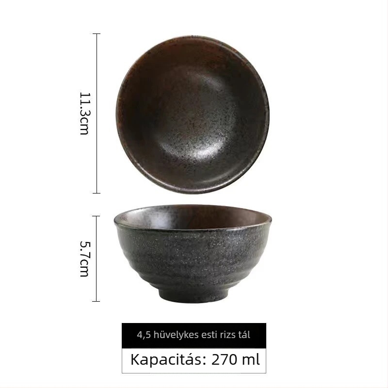 Japán stílusú porcelán rizs tálak – kör alakú, mikrohullámú sütőben használható, színes máz bevonat, logó testreszabható, étkészlet