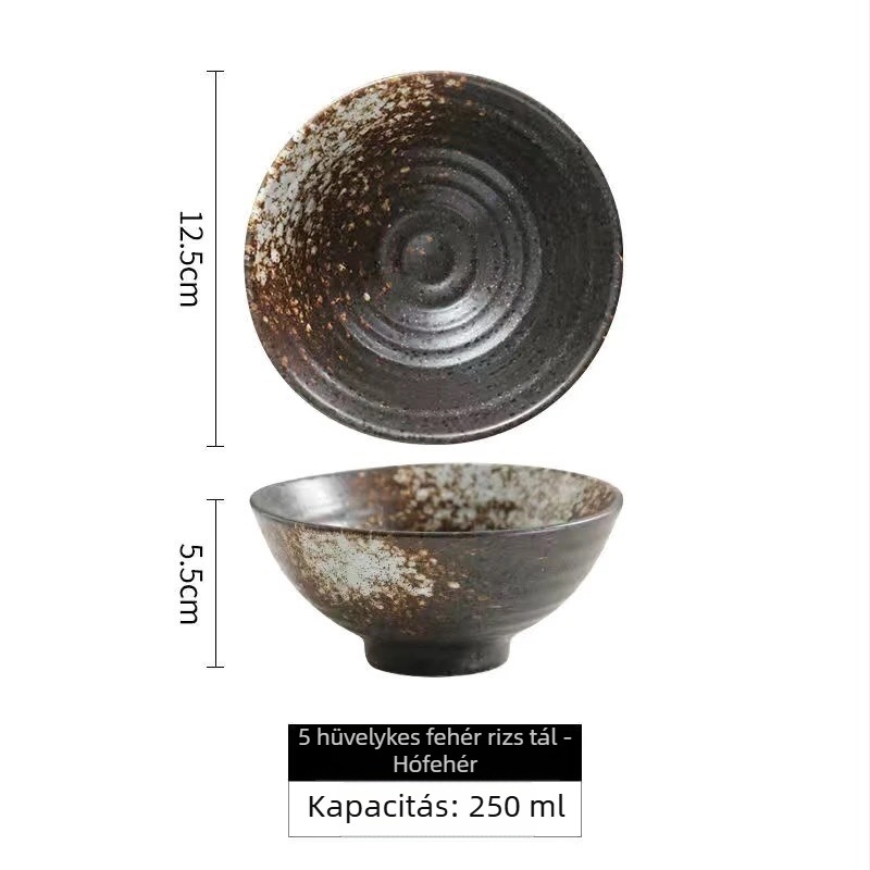 Japán stílusú porcelán rizs tálak – kör alakú, mikrohullámú sütőben használható, színes máz bevonat, logó testreszabható, étkészlet