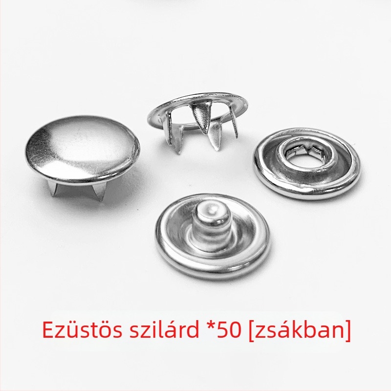 Fém ötkarú snapgombok, rejtett kivitel ruházathoz – tartalmaz szerelési eszközöket