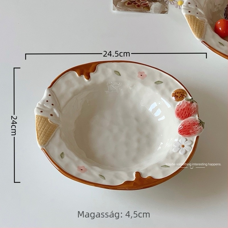 Porcelán mélytál ins-stílusú, underglaze felülettel, kör alakú, mikrózható, reggelire és desszerthez.