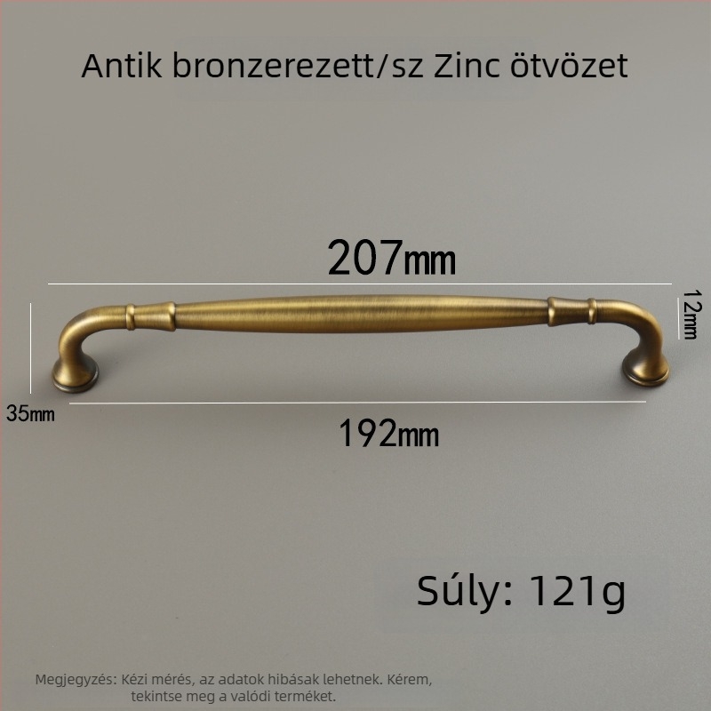 Gardrób fogantyú – francia középkori stílus, cinkötvözet öntött, felületre szerelhető, rúdszerű forma, elektroplatált