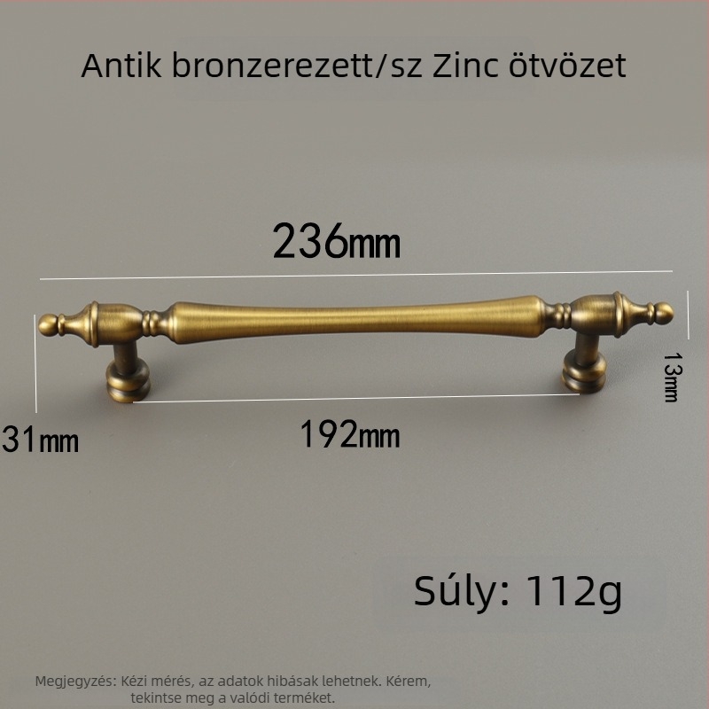 Gardrób fogantyú – francia középkori stílus, cinkötvözet öntött, felületre szerelhető, rúdszerű forma, elektroplatált