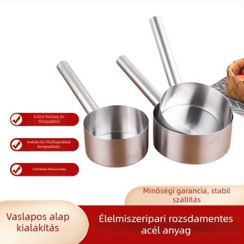 304 rozsdamentes acélból készült vízmerőkanál, extravastag, sík aljzat, nem mágneses, nyél rozsdamentes acélból