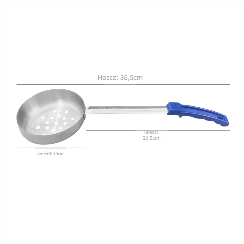 Raino rozsdamentes acél szószkanál — pizza szósz kanál, lapos aljú kanál, modern megjelenés, nyomtatott logó