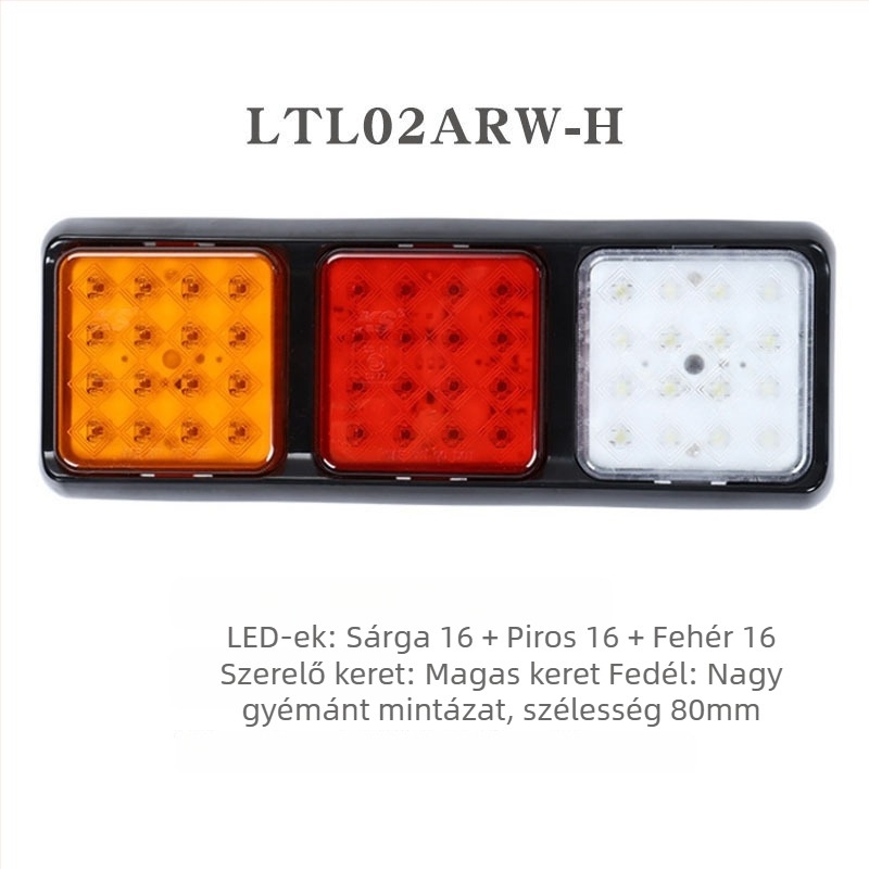 Autó- és teherautó hátsó lámpák, négyzetes sorozatú kombinált lámpa, LED, 12V/24V, PC+ABS