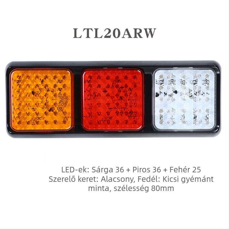 Autó- és teherautó hátsó lámpák, négyzetes sorozatú kombinált lámpa, LED, 12V/24V, PC+ABS