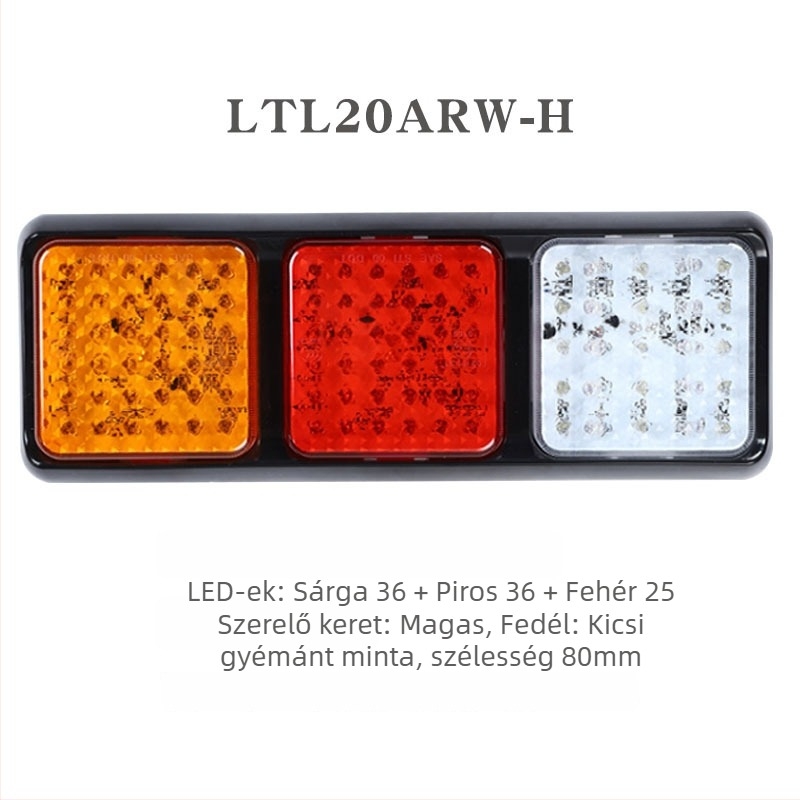 Autó- és teherautó hátsó lámpák, négyzetes sorozatú kombinált lámpa, LED, 12V/24V, PC+ABS